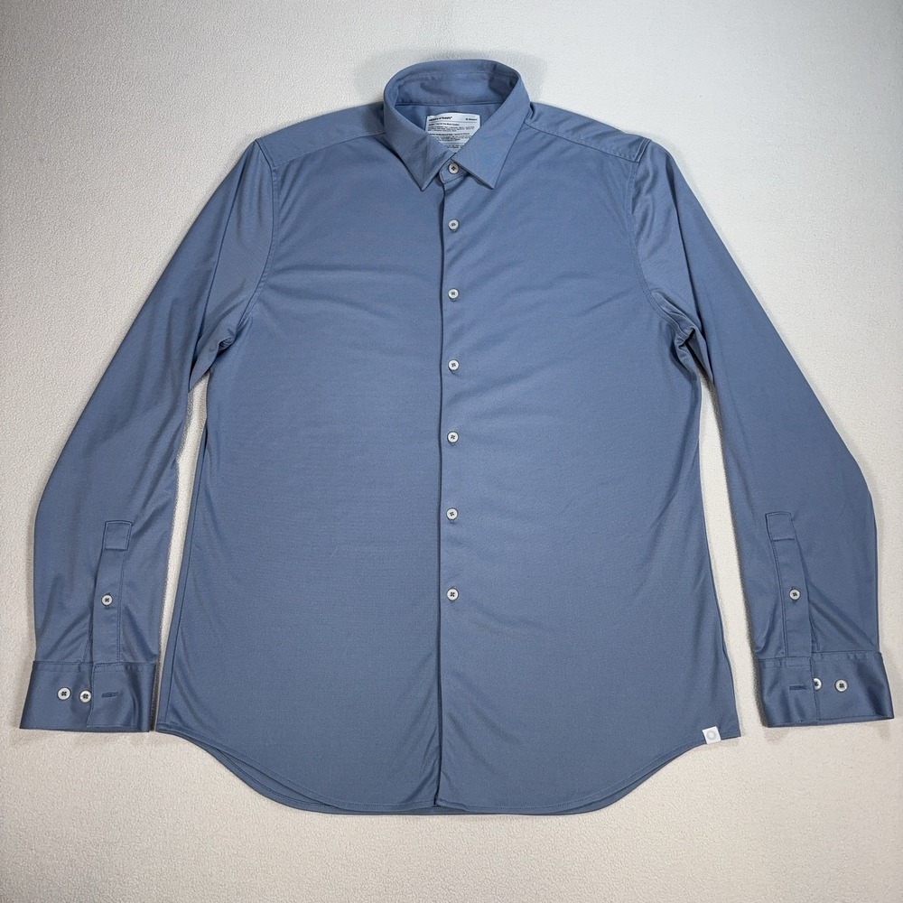 Ministry of Supply Apollo Dress Shirt Men XL Blue Standard Fit Stretch Button Up